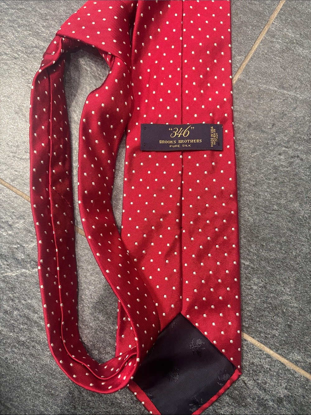 Brooks Brothers Red Silk Tie with White Polka Dots